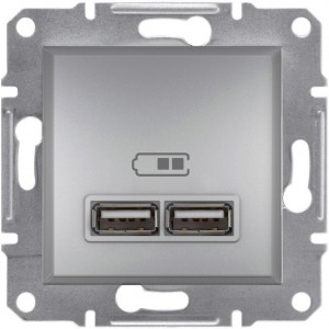 Розетка USB 2,1A алюминий SCHNEIDER ELECTRIC серии ASFORA